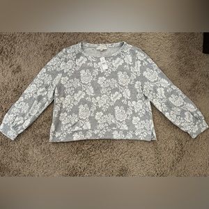 LOFT Floral Jacquard Banded Sweatshirt, size XXL (new with tags)